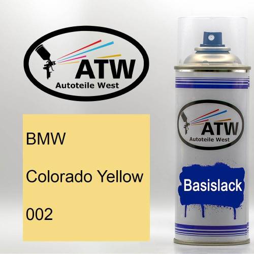 BMW, Colorado Yellow, 002: 400ml Sprühdose, von ATW Autoteile West.